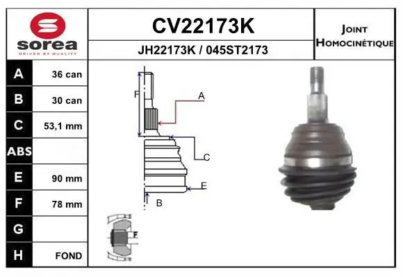 Handler.Part Joint kit, drive shaft EAI CV22173K 1