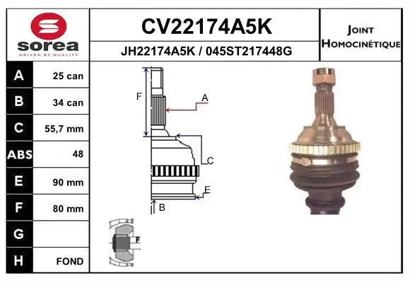 Handler.Part Joint kit, drive shaft EAI CV22174A5K 1