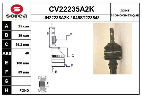 Handler.Part Joint kit, drive shaft EAI CV22235A2K 1