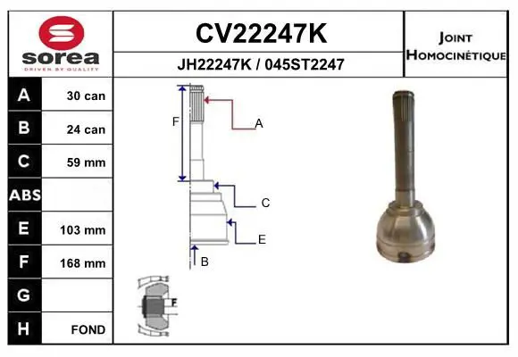 Handler.Part Joint kit, drive shaft EAI CV22247K 1