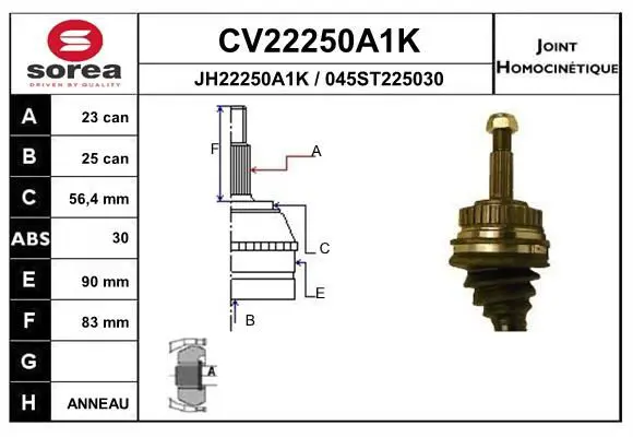 Handler.Part Joint kit, drive shaft EAI CV22250A1K 1