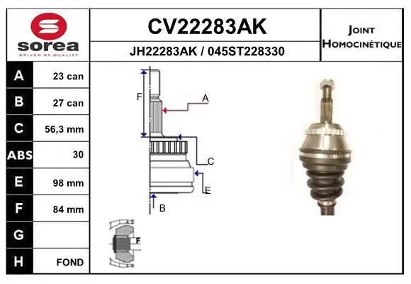 Handler.Part Joint kit, drive shaft EAI CV22283AK 1