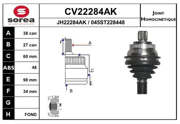 Handler.Part Joint kit, drive shaft EAI CV22284AK 1