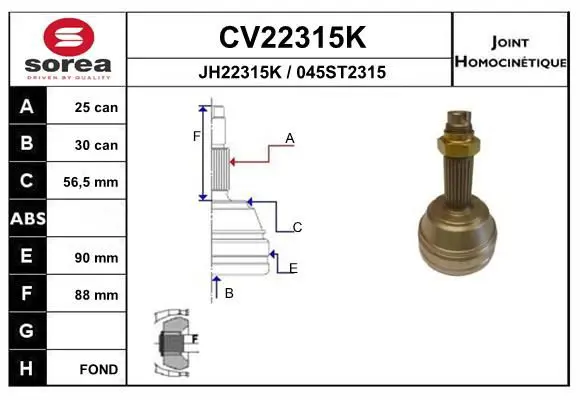 Handler.Part Joint kit, drive shaft EAI CV22315K 1