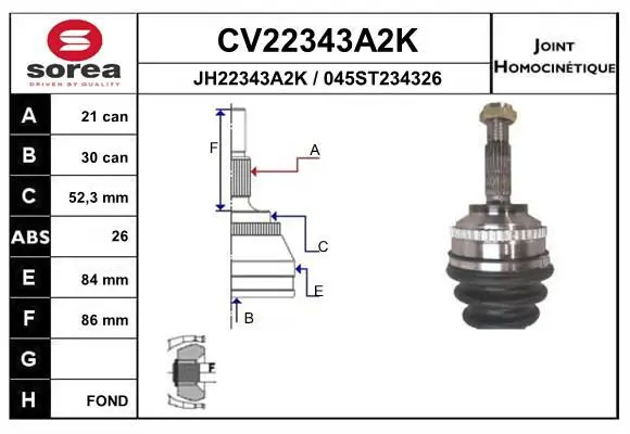 Handler.Part Joint kit, drive shaft EAI CV22343A2K 1