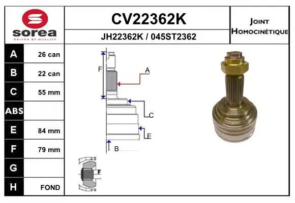 Handler.Part Joint kit, drive shaft EAI CV22362K 1