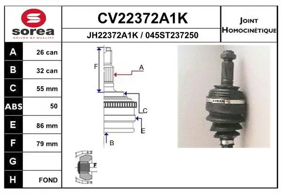 Handler.Part Joint kit, drive shaft EAI CV22372A1K 1