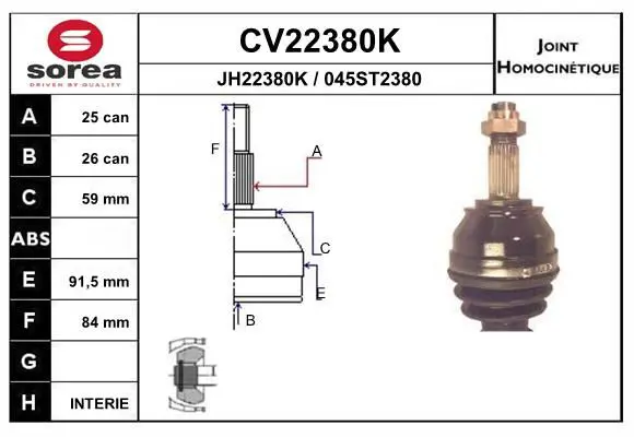 Handler.Part Joint kit, drive shaft EAI CV22380K 1