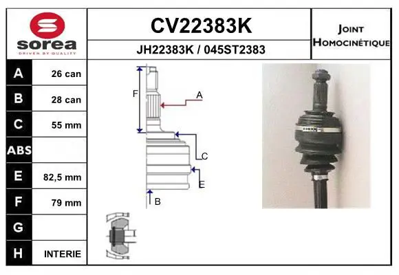 Handler.Part Joint kit, drive shaft EAI CV22383K 1