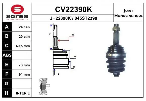 Handler.Part Joint kit, drive shaft EAI CV22390K 1