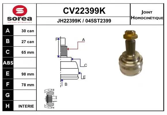 Handler.Part Joint kit, drive shaft EAI CV22399K 1