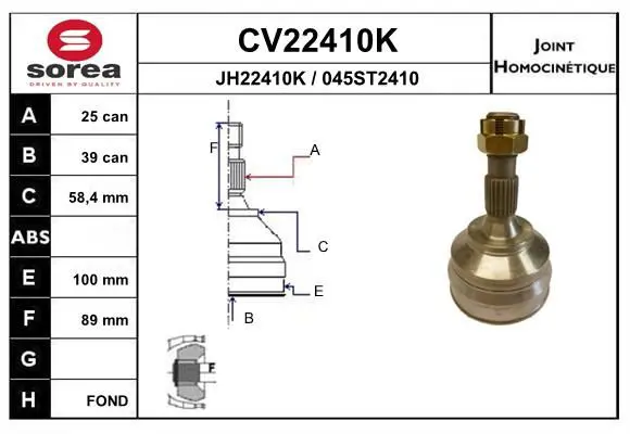 Handler.Part Joint kit, drive shaft EAI CV22410K 1