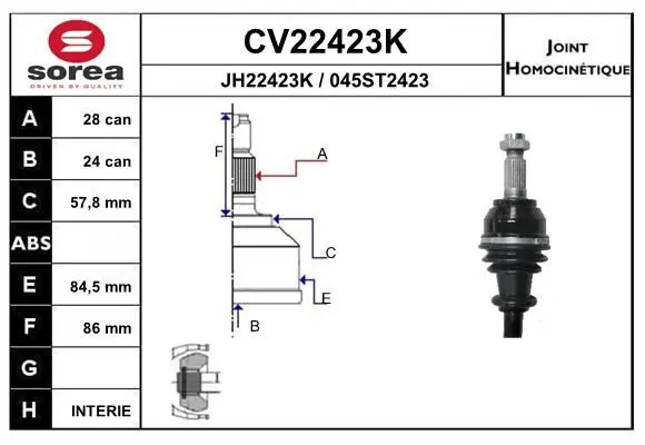 Handler.Part Joint kit, drive shaft EAI CV22423K 1