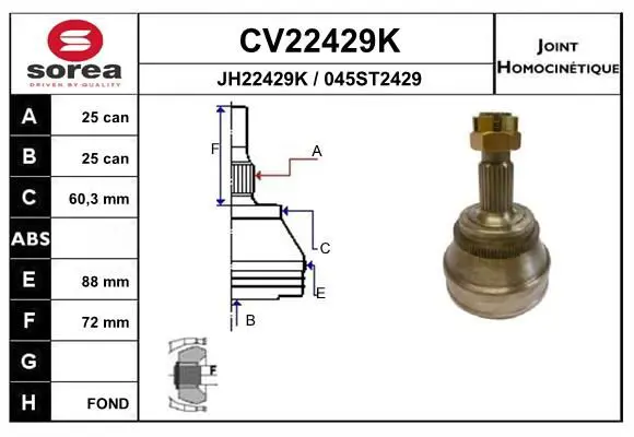 Handler.Part Joint kit, drive shaft EAI CV22429K 1