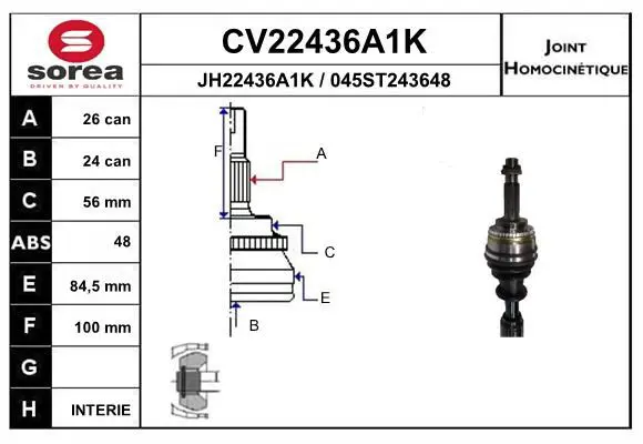 Handler.Part Joint kit, drive shaft EAI CV22436A1K 1