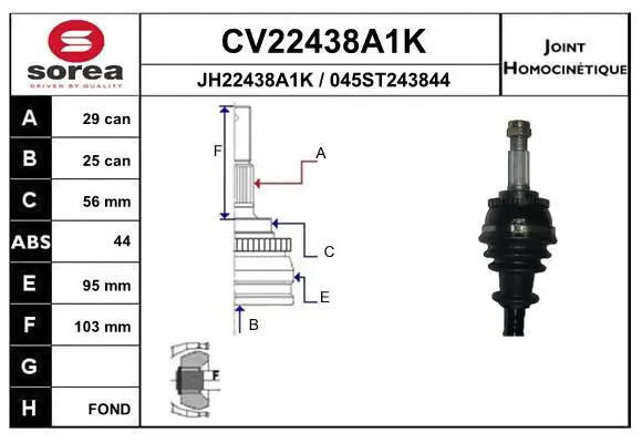 Handler.Part Joint kit, drive shaft EAI CV22438A1K 1