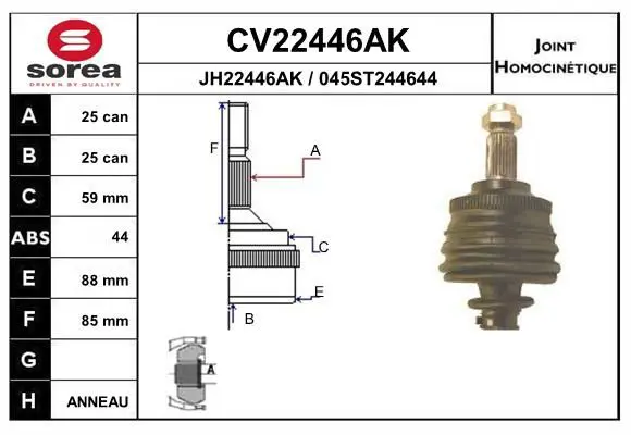 Handler.Part Joint kit, drive shaft EAI CV22446AK 1