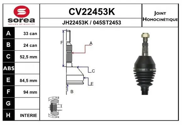 Handler.Part Joint kit, drive shaft EAI CV22453K 1