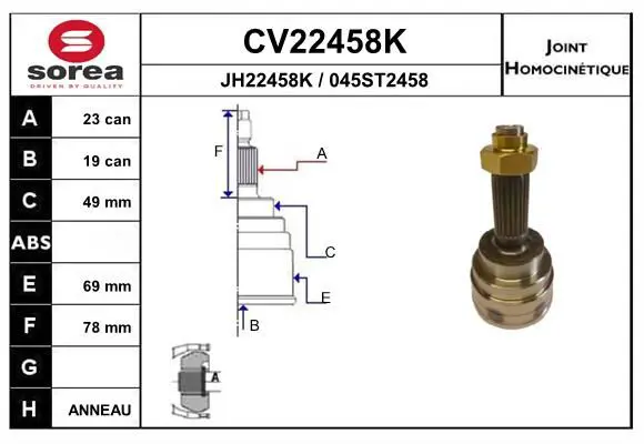 Handler.Part Joint kit, drive shaft EAI CV22458K 1