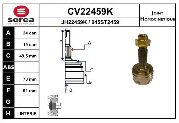 Handler.Part Joint kit, drive shaft EAI CV22459K 1