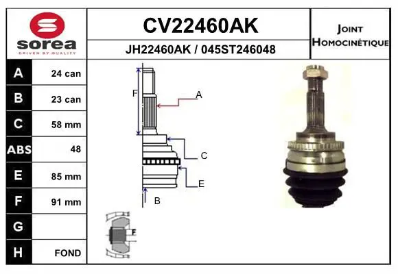 Handler.Part Joint kit, drive shaft EAI CV22460AK 1