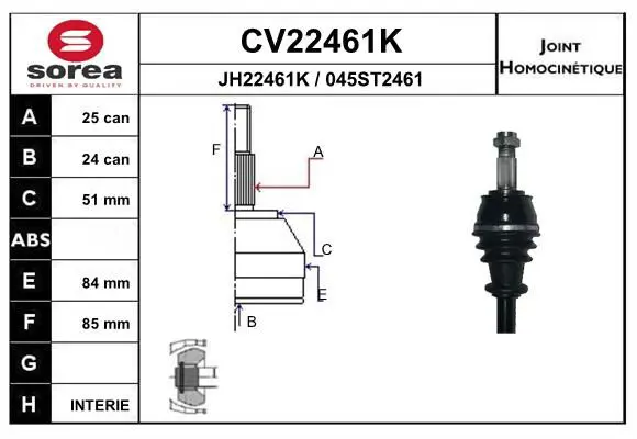 Handler.Part Joint kit, drive shaft EAI CV22461K 1