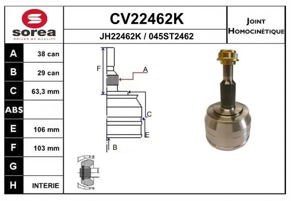 Handler.Part Joint kit, drive shaft EAI CV22462K 1