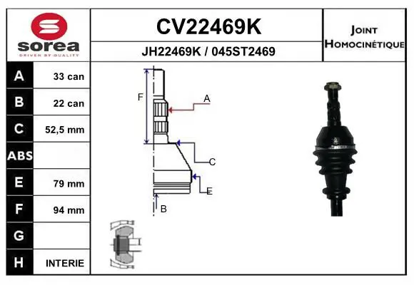 Handler.Part Joint kit, drive shaft EAI CV22469K 1