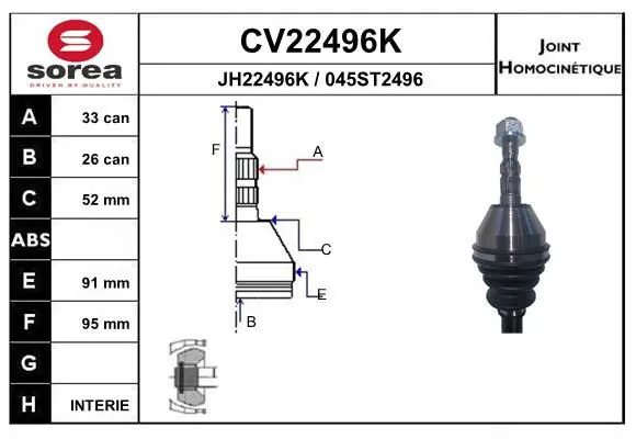 Handler.Part Joint kit, drive shaft EAI CV22496K 1