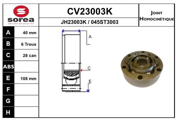 Handler.Part Joint kit, drive shaft EAI CV23003K 1