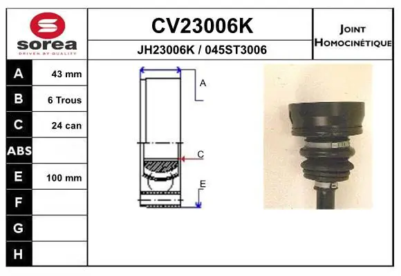 Handler.Part Joint kit, drive shaft EAI CV23006K 1