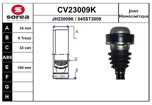 Handler.Part Joint kit, drive shaft EAI CV23009K 1