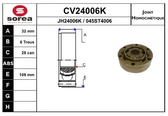 Handler.Part Joint kit, drive shaft EAI CV24006K 1