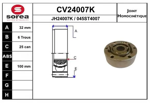 Handler.Part Joint kit, drive shaft EAI CV24007K 1