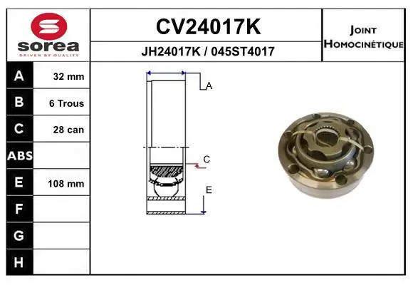 Handler.Part Joint kit, drive shaft EAI CV24017K 1