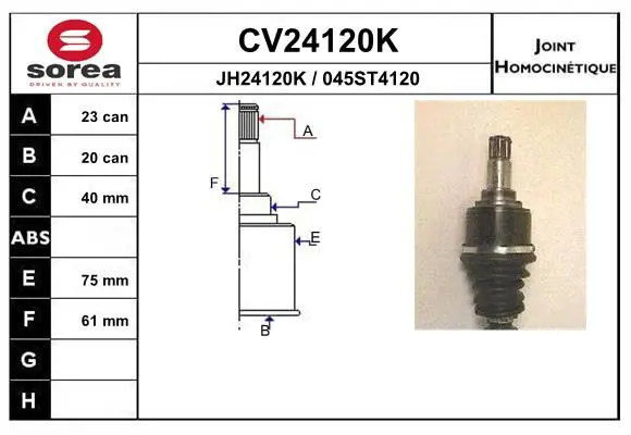 Handler.Part Joint kit, drive shaft EAI CV24120K 1