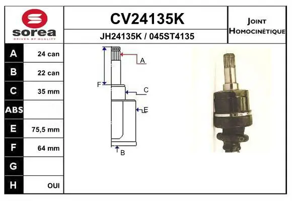 Handler.Part Joint kit, drive shaft EAI CV24135K 1