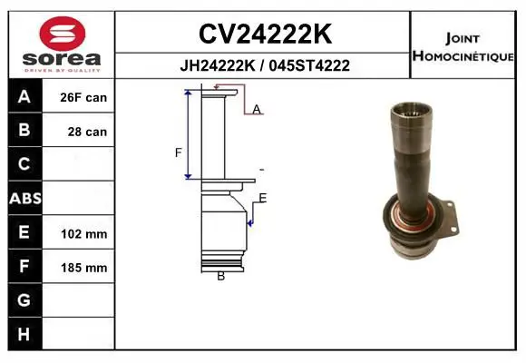 Handler.Part Joint kit, drive shaft EAI CV24222K 1