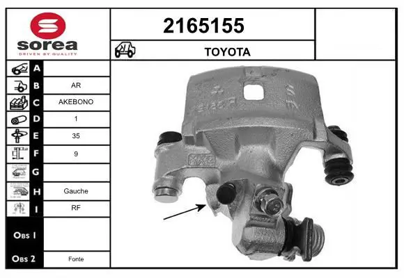 Handler.Part Brake caliper EAI 2165155 1