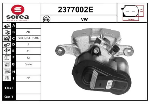 Handler.Part Brake caliper EAI 2377002E 1