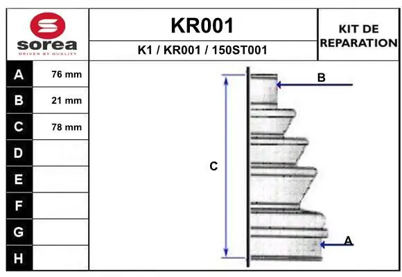 Handler.Part Bellow set, drive shaft EAI KR001 1