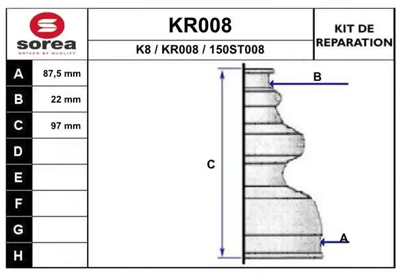 Handler.Part Bellow set, drive shaft EAI KR008 1