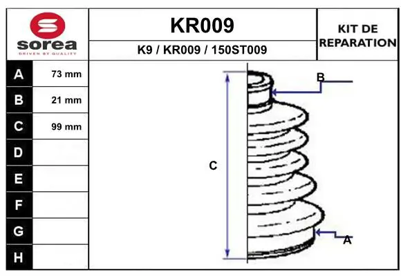 Handler.Part Bellow set, drive shaft EAI KR009 1