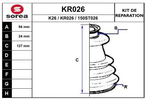 Handler.Part Bellow set, drive shaft EAI KR026 1