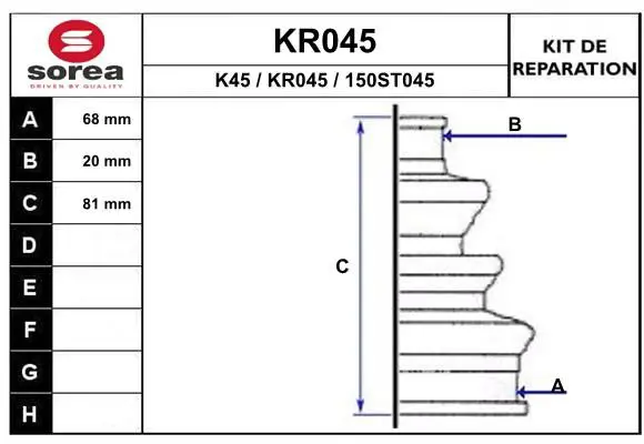 Handler.Part Bellow set, drive shaft EAI KR045 1