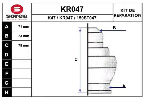 Handler.Part Bellow set, drive shaft EAI KR047 1