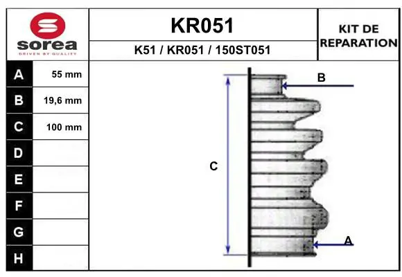 Handler.Part Bellow set, drive shaft EAI KR051 1