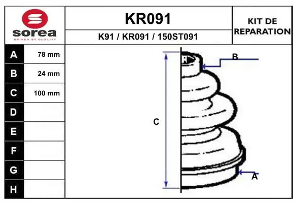 Handler.Part Bellow set, drive shaft EAI KR091 1