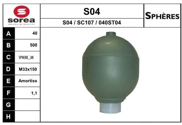 Handler.Part Suspension sphere, pneumatic suspension EAI S04 1