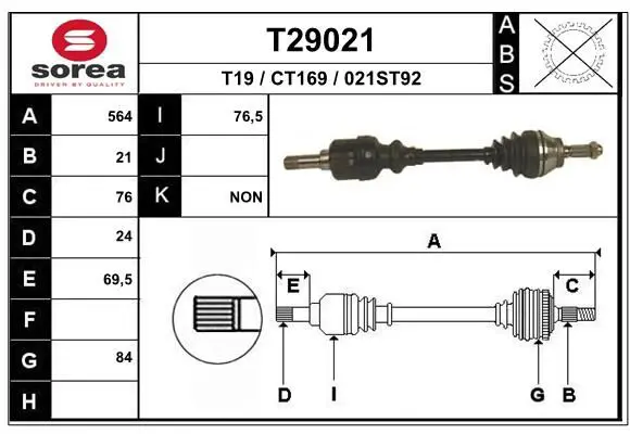 Handler.Part Drive shaft EAI T29021 1